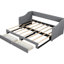 Lit de jour gris très grand simple rembourré avec tiroirs - Lit polyvalent confortable pour les espaces de vie de 2 chambres pratiques et élégantes