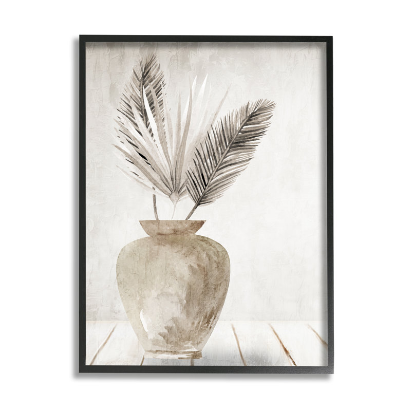 Bb-228-Encadré de frondes botaniques rustiques encadrées sur bois par Kim Allen, H 14 po x l 11 po x P 1,5 po