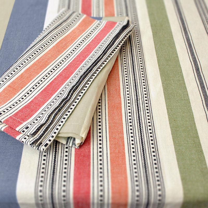 Jenesy Striped 100% Cotton Tablecloth, 104" L x 60" W