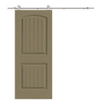 Camber Top Panelled Dignity Blue Stained Composite Mdf Barn Door Slab With Hardware Kit
