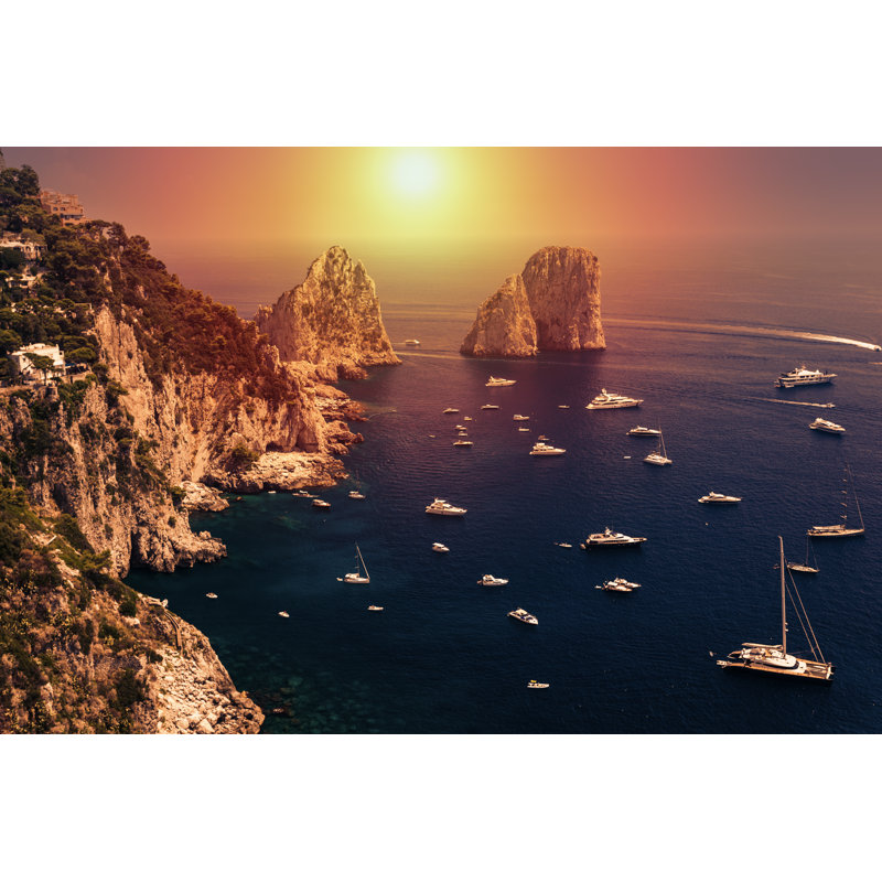 Faraglioni, Capri Island, In Sunrise Light by Nata_rass - Wrapped Canvas Print, 30cm H x 46cm W x 3.8cm D