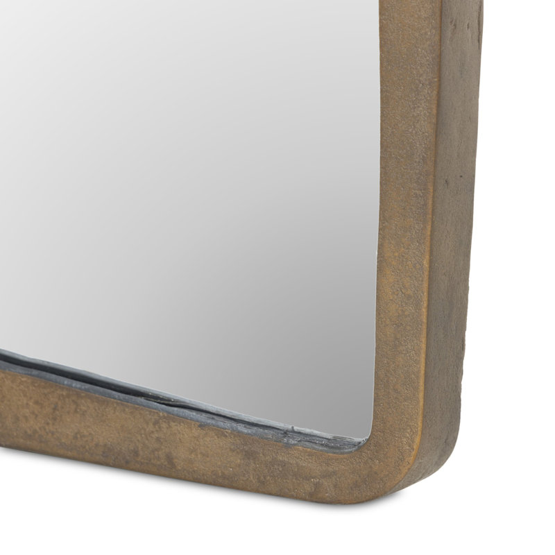 REGIS Rectangle Framed Freestanding Mirror, Antiqued Brass Aluminum