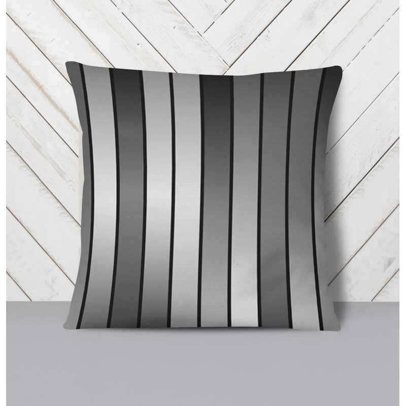 Throw Pillow With Insert, Gray Striped 2, 18"H x 18"W