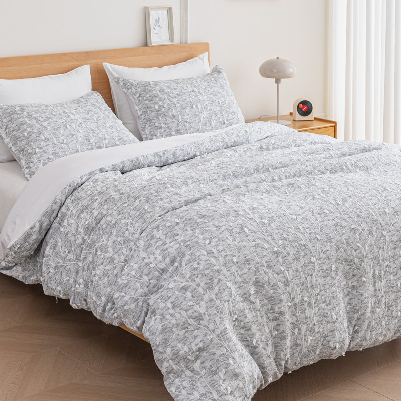 Ensemble de housse de couette Sleep Zone Leaf Craft, Housse de couette très grand + 1 taie d'oreiller , Gray Leaf