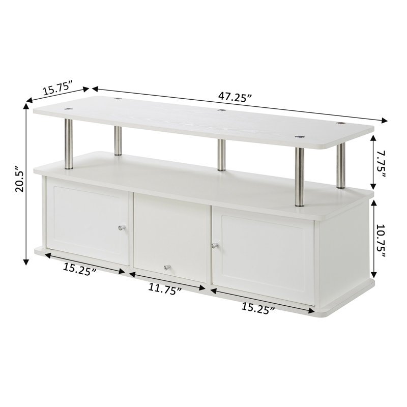Edwin TV Stand with 3 Storage Cabinets and Shelf for TVs up to 55 inches, White
