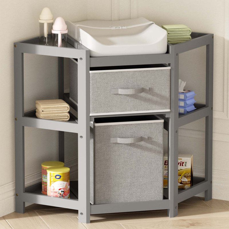 Ealsworth Changing Table Dresser with Pad, Gray