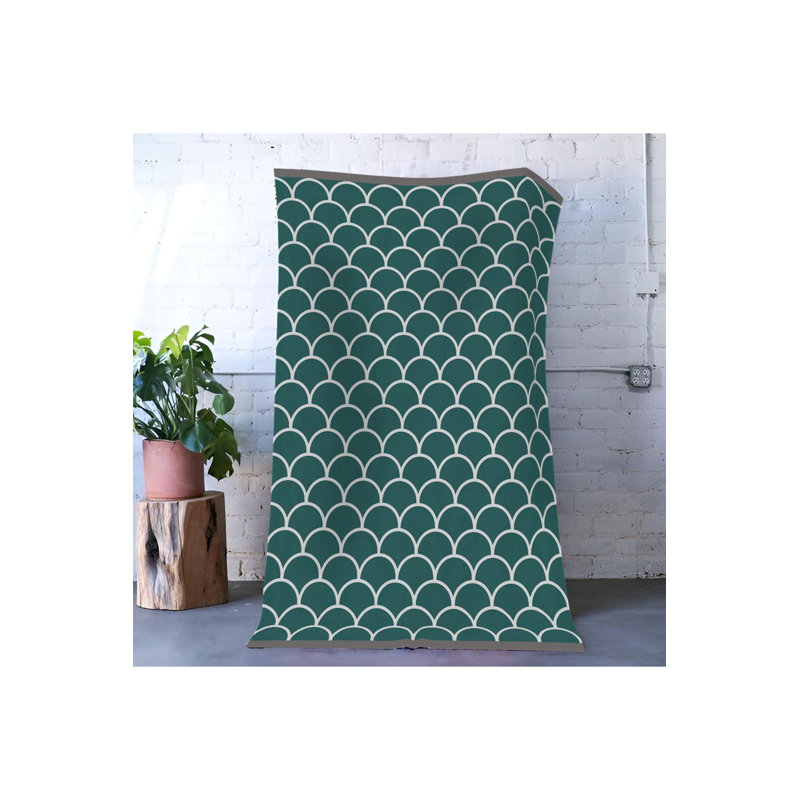 Tapis décoratif moderne à motif géométrique vert, Sous-tapis rectangulaire de 3 pi 3 po x 4 pi 11 po