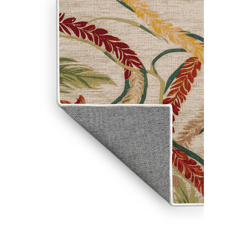 Washable Flowing Leis Hawaiian Area Rug, Rectangle 7' x 9'