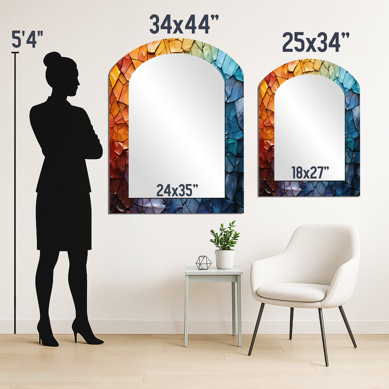Colourful Mosaic II - Abstract Collages Arch, Miroir décoratif, 34 po x 25 po