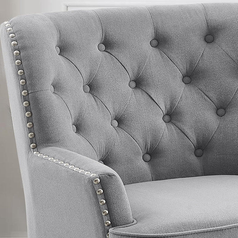 Chaise d'appoint rembourrée avec coussin moelleux Mid-Century, Gris