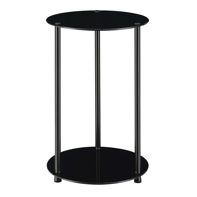 Table de bout en verre avec tablette Beckett, Verre noir