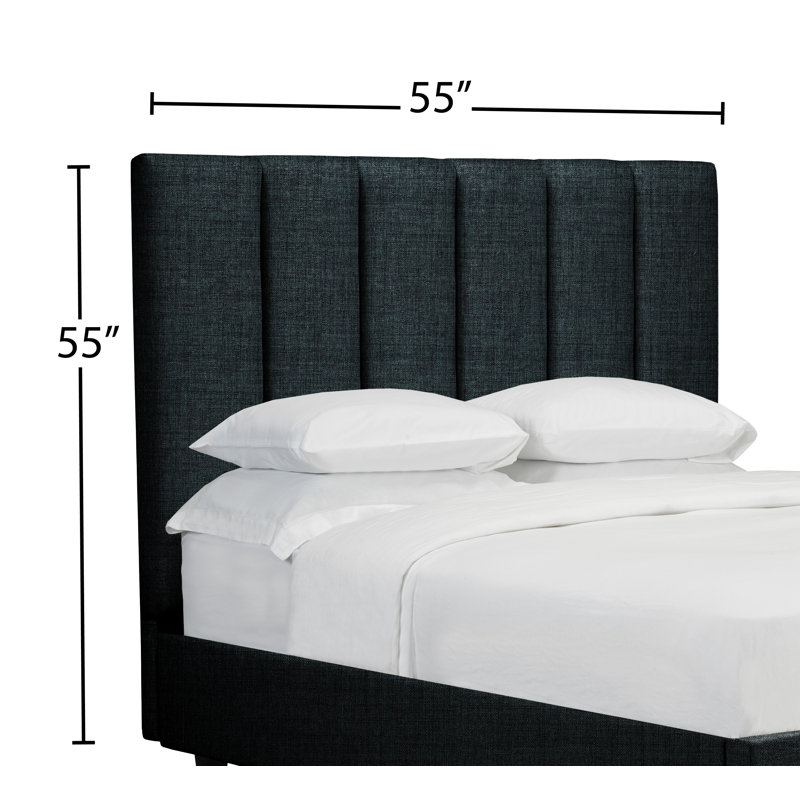 Tête de lit tapissier à panneau Tarrant, Double, Lin - denim