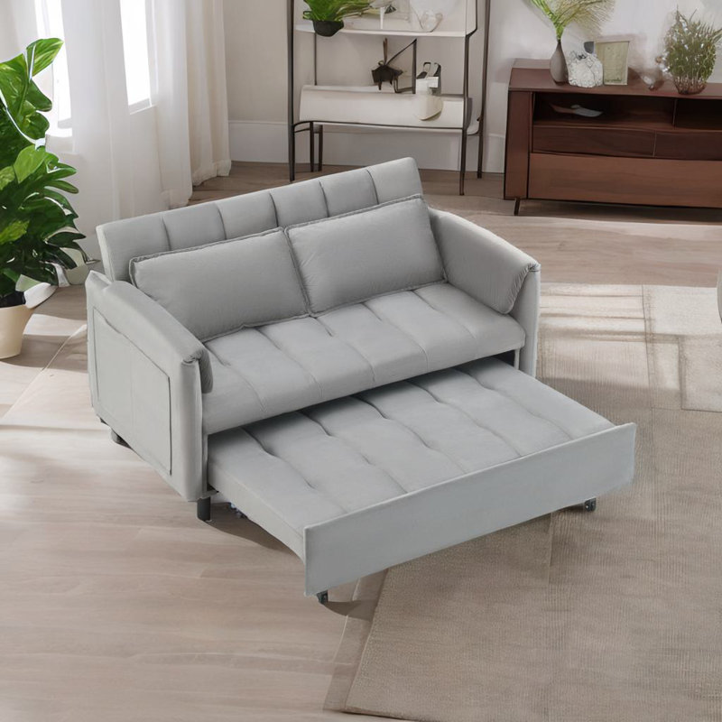 Causeuse moderne en velours, Gris