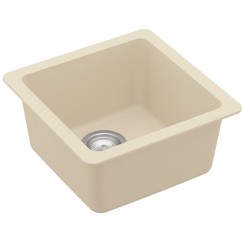 Karran Quartz 16-5/8'' X 16-5/8'' Undermount Bar Sink, Matte Bisque
