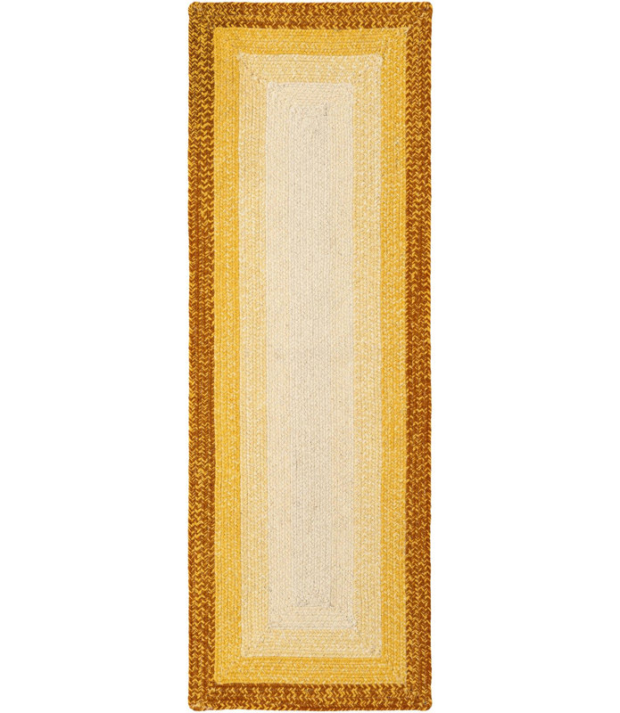  Ombre Hand Braided Wool Rug, Yellow, Runner 2' x 6'1"