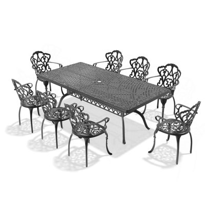 Ensemble de mobilier de patio en aluminium coulé avec coussins 9 pièces Fashionable Comfort