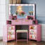 Dressing Table with Motion Sensor 3-colour lighting, Charging Socket and Stool-2035891696
