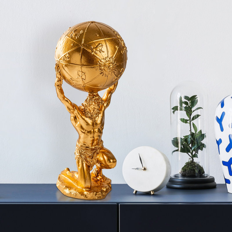 Elegant Hand-Painted Decorative Object, Gold Color, 5.1 x 12.2 x 5.1 Inches | 100% Polyester, Unique Color Variations | Perfect for Home Decor & Stylish Accents, Ideal for Living Room & Office Spaces