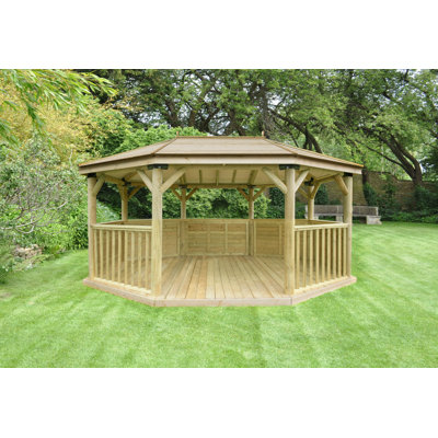 5.3m x 3.8m Wooden Gazebo with Timber Roof with Installation Service