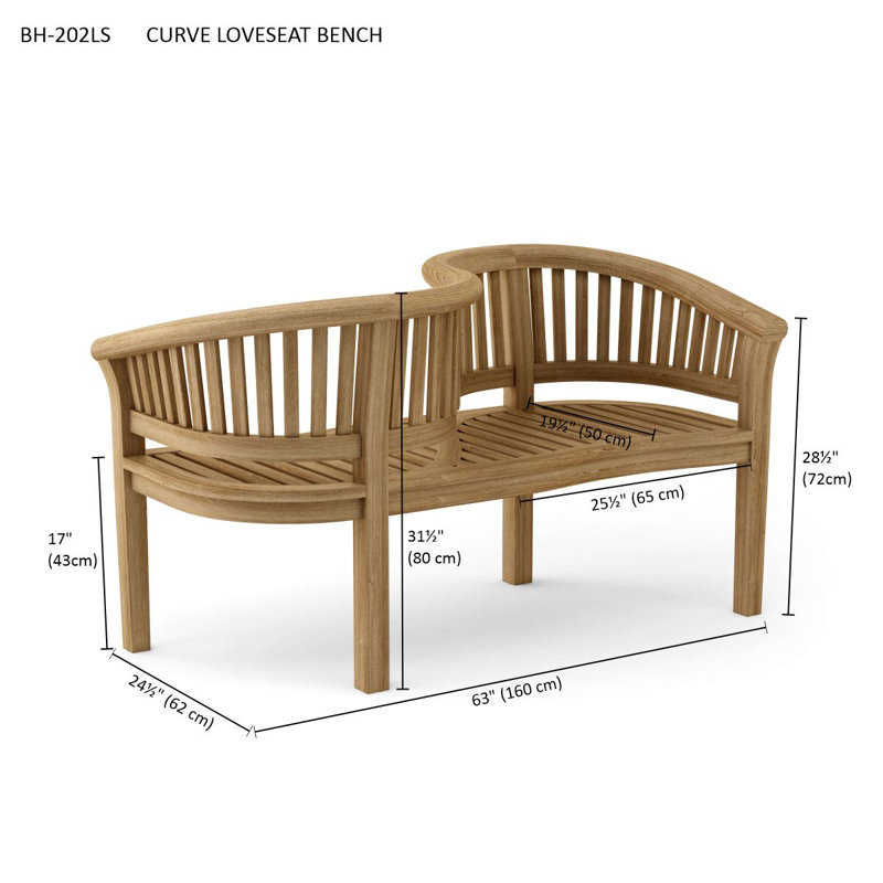 Curve Teak Garden Bench