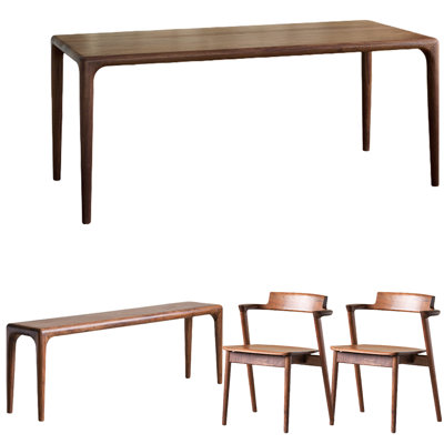 Black Walnut Dining Table Set