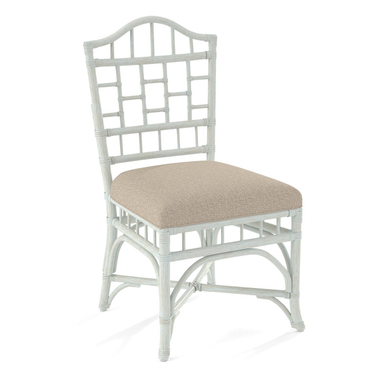 Chippendale Side Dining Chair, Bisque, Lapis Plaid; 0126-63