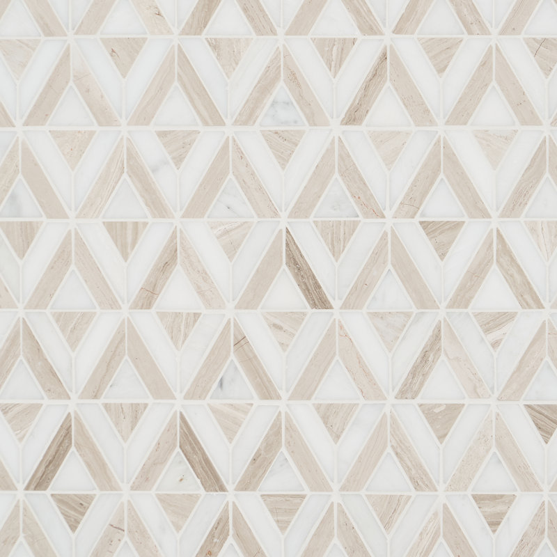 Carrelage mosaïque en marbre poli 6,81 po x 7,83 po Florey Triangle (0,37 pi2 / chaque), Beige bois