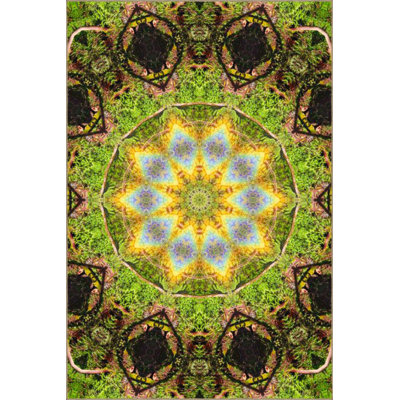 Tapis vert lavable à motif tissé Green Star