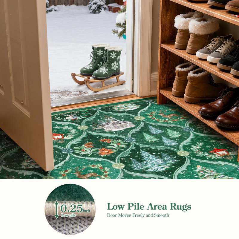 Christmas Non-Slip Christmas Rug, Tapis de couloir 2 pi x 6 pi
