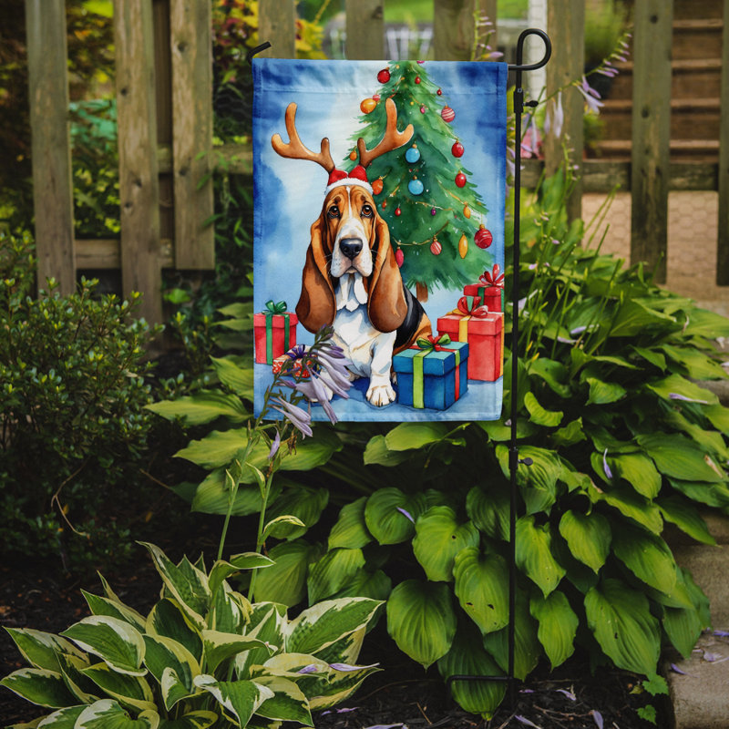 Drapeau de Noël renne de jardin, Basset hound