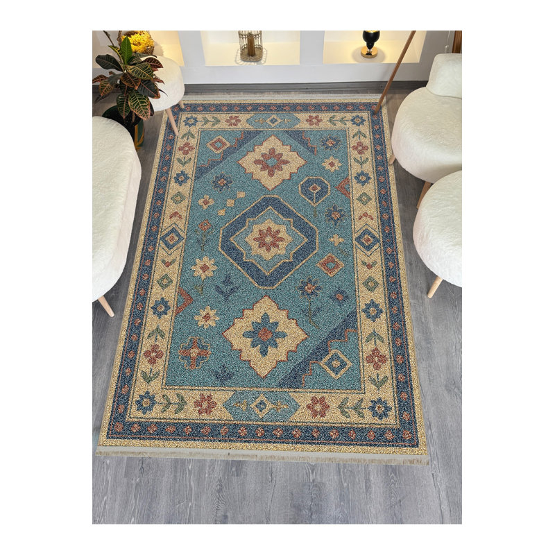 Tapis vert tissé à motif lavable Mosso, 2' x 2'11"