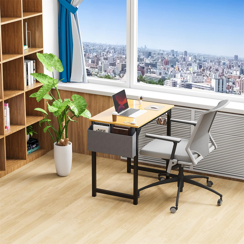 Bureau d'écriture Toygar, H 29,8 po x l 31,5 po x P 19,69 po, Teck / Noir