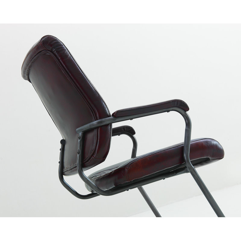 Chaise d’appoint en cuir véritable Rockett, Brun marocain, Noir