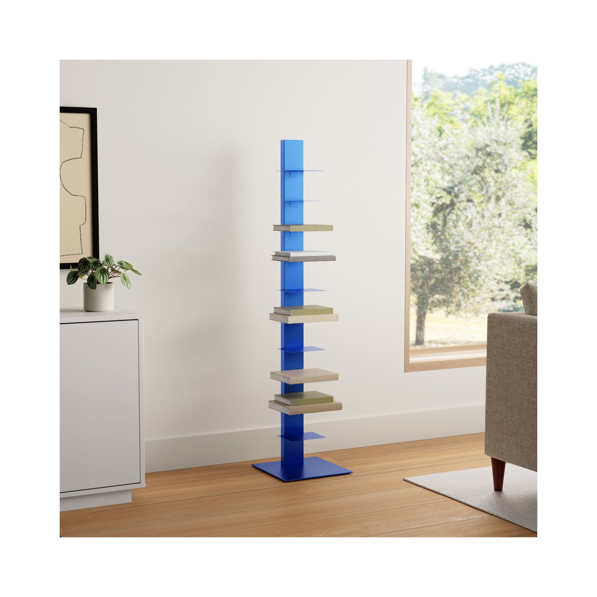 Ajax Narrow Bookcase, Blue