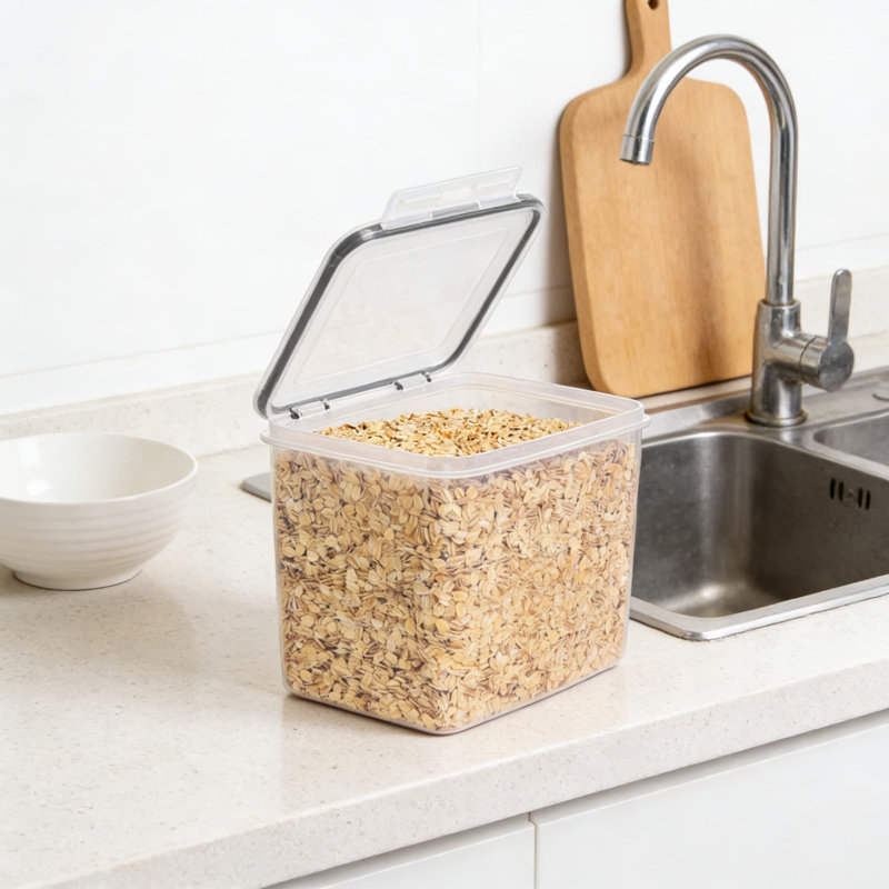 Ensemble de contenants hermétiques pour aliments, 4 pièces de contenants en plastique sans BPA pour la farine, le sucre, les accessoires de cuisson, y compris les tasses à mesurer et les étiquettes pour l'organisation du garde-manger