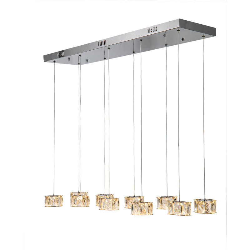 Lustre chromé à DEL avec détails en cristal transparent, 5 W