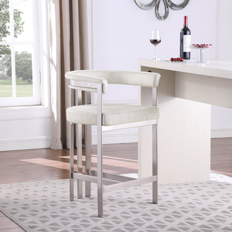 Tabouret de comptoir court 26 po Marcello, Velours pierre
