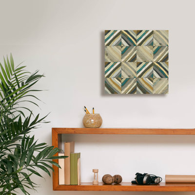  «The Center 1 Abstract Turquoise» par Cheryl Warrick, art mural sur toile, 12 po x 12 po