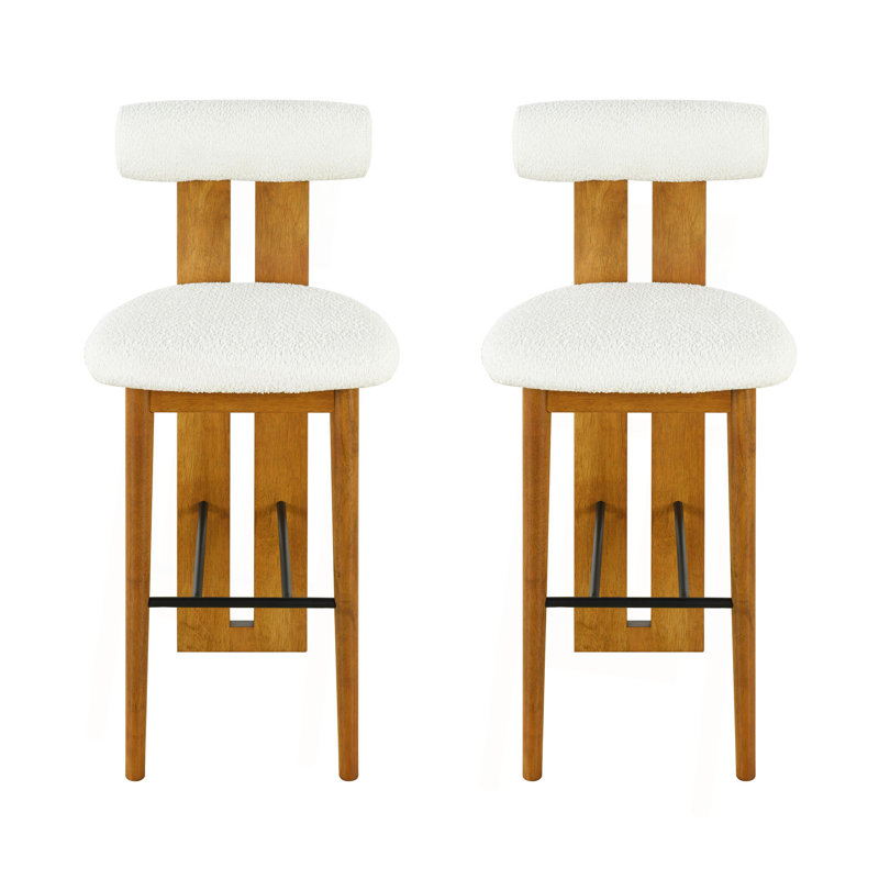 Tabouret de bar intérieur en bois rembourré, Blanc