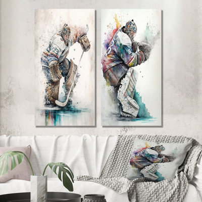 " Hockey Goalie During Game " 2 - Pieces
