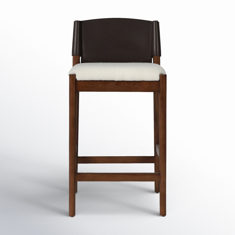 Lulu Upholstered Stool with Solid Wood Frame, Counter Stool (26” Seat Height), Umber