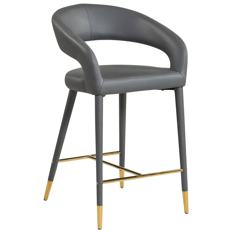 Tabouret de comptoir 26,5 po Destiny, Cuir végane, Gris