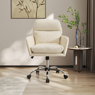 Modern Upholstered Bankers Chair - Warm Plush Office Chair With Rolling Casters, Comfortable Desk Chair For Home Office & Study