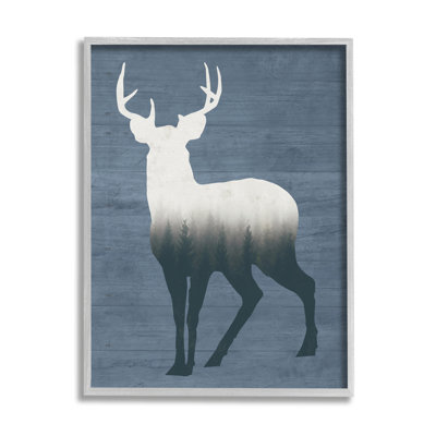 " Rustic Deer Silhouette Cabin Style Grain Pattern " by Lettered And Lined