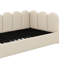 Lit de jour simple rembourré avec lit escamotable en dessous, lit de jour simple avec lit gigogne escamotable, lit de jour avec tête de lit souple et structure à lattes en métal pour la chambre à coucher-605125229