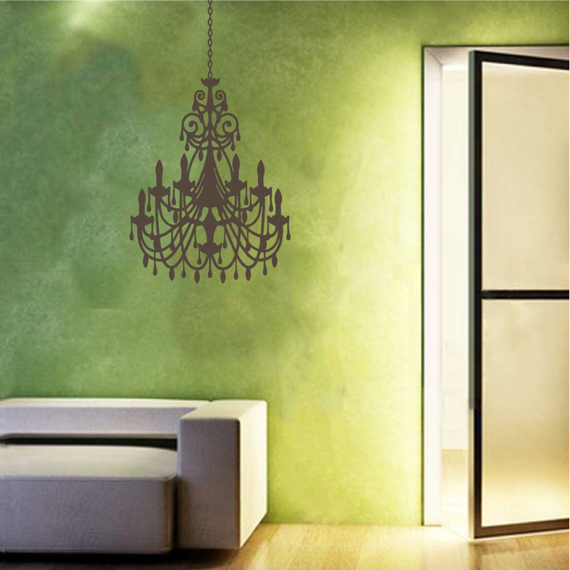 Décalcomanie murale lustre ornée, H 24 po x l 16 po x P 0,01 po, Brun