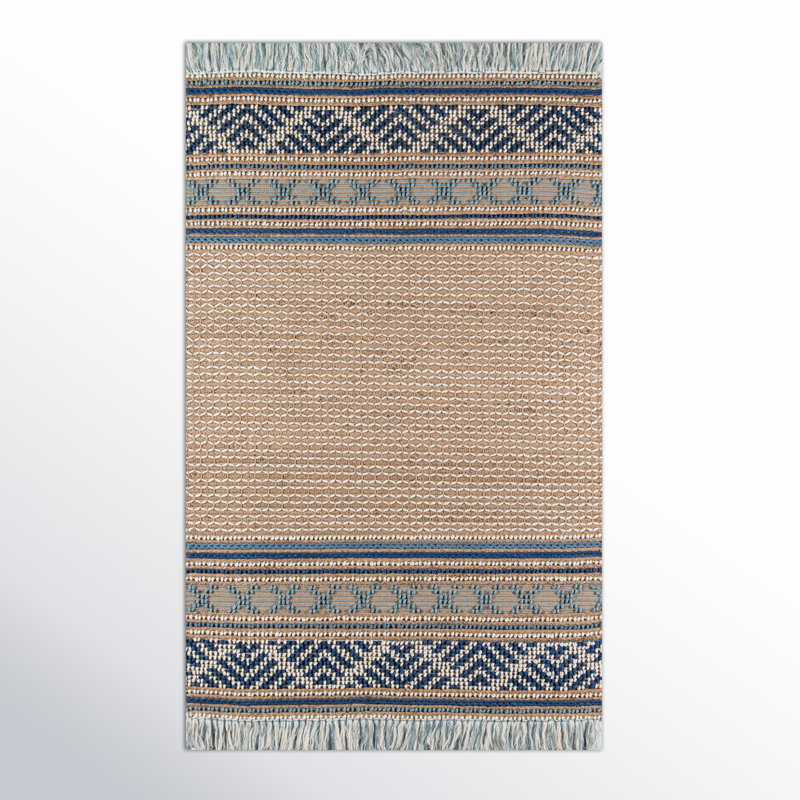 Esme Geometric Area Rug in Beige/Blue, Rectangle 8' x 10'