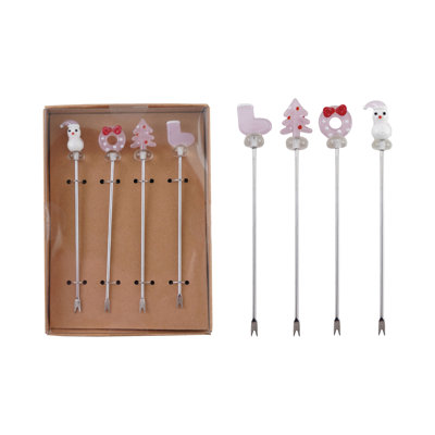 Hand-Blown Glass Icon Appetizer Picks Stainless Steel