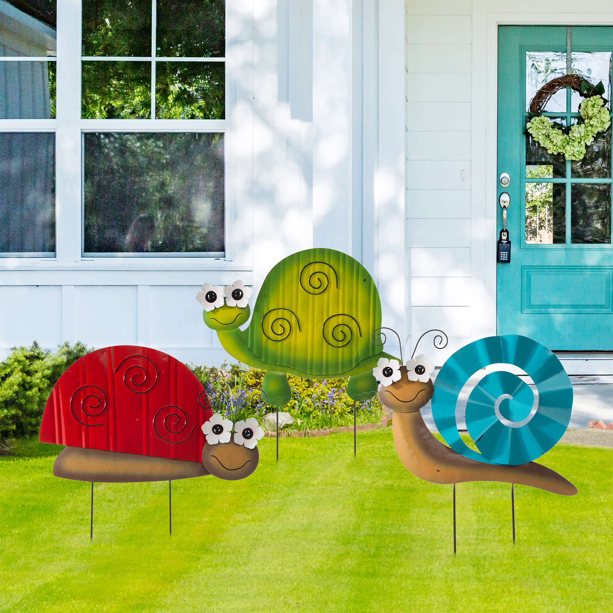 Metal Yard Art Escargots Piquets de jardin, Art de jardin d