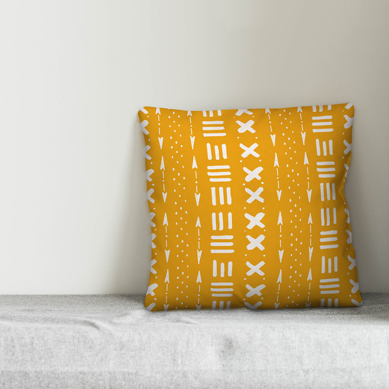  Coussin Tribal, 16 po x 1 po, Jaune